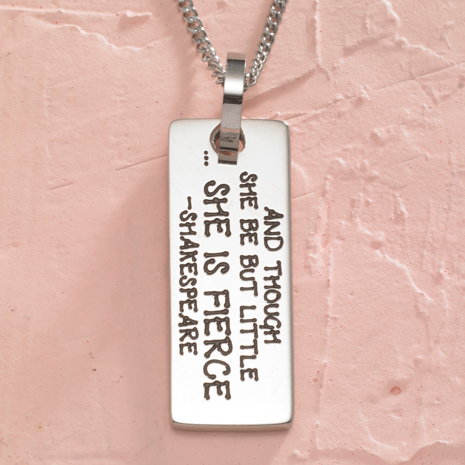 Inspirational "She Is Fierce" Stainless Steel Pendant Necklace