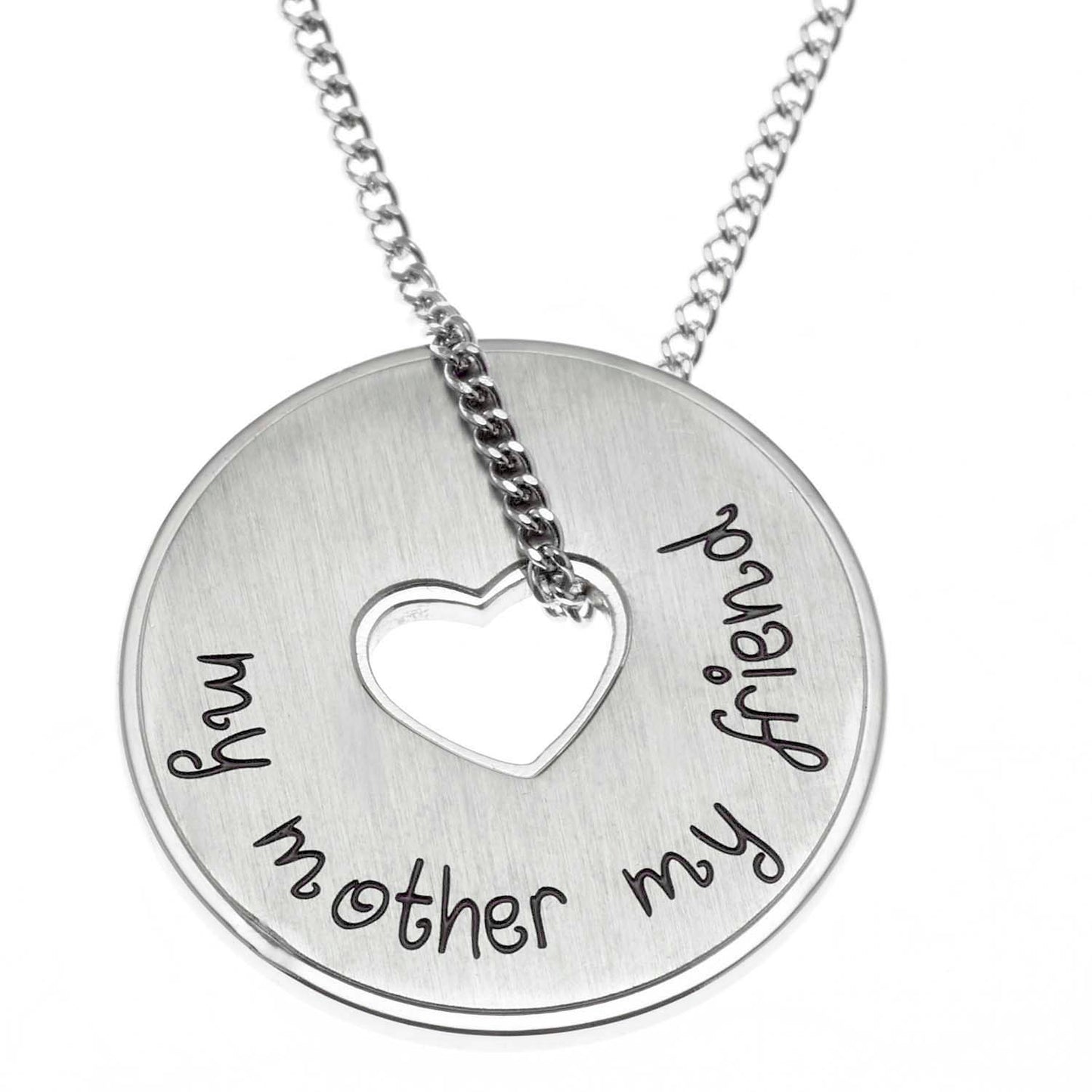 Heartfelt "My Mother, My Friend" Engraved Disc Pendant Necklace, Perfect Sentimental Mother's Day or Birthday Gift