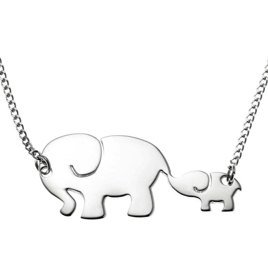 Stainless Steel Mother and Baby Elephant Pendant Necklace - Perfect Mother's Day or Birthday Gift