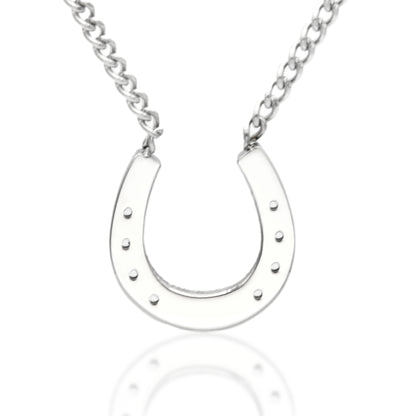 Good Luck Horseshoe Equestrian Pendant Necklace Stainless Steel Lucky Necklace for Women or Men