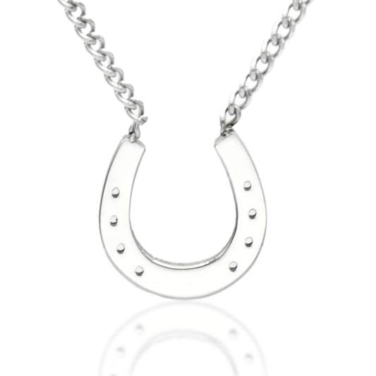 Good Luck Horseshoe Equestrian Pendant Necklace Stainless Steel Lucky Necklace for Women or Men