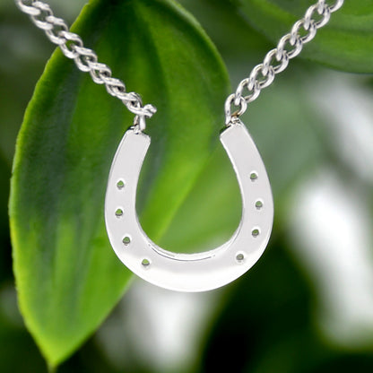 Good Luck Horseshoe Equestrian Pendant Necklace Stainless Steel Lucky Necklace for Women or Men