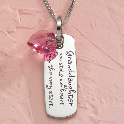 Granddaughter You Stole My Heart Pendant Necklace