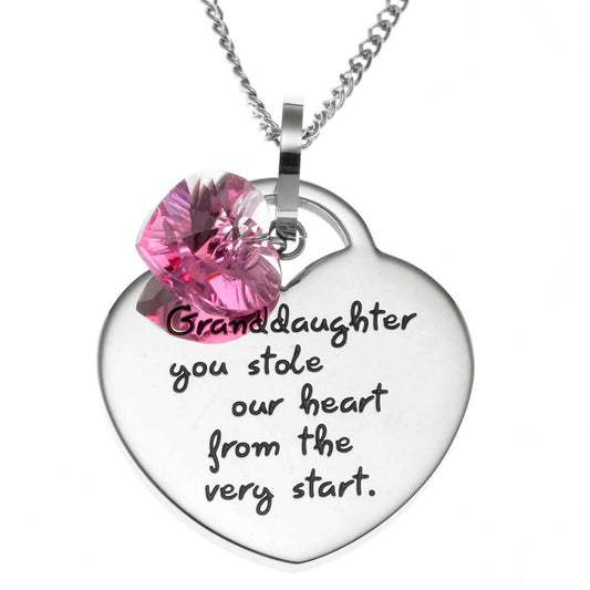 Granddaughter You Stole My Heart Heart Shaped Pendant Necklace