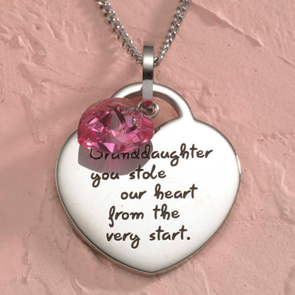 Granddaughter You Stole My Heart Heart Shaped Pendant Necklace