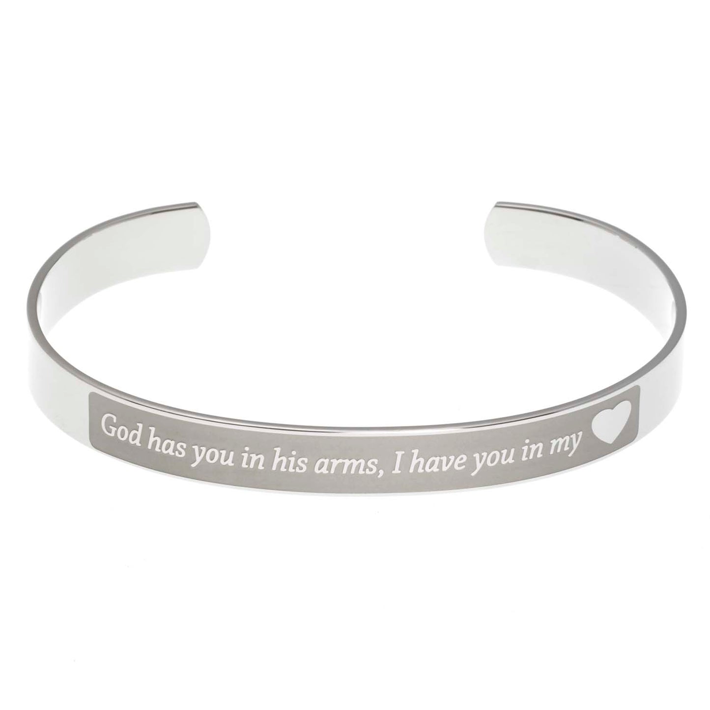 God Has You In His Arms Inspirational Stainless Steel Cuff Bracelet