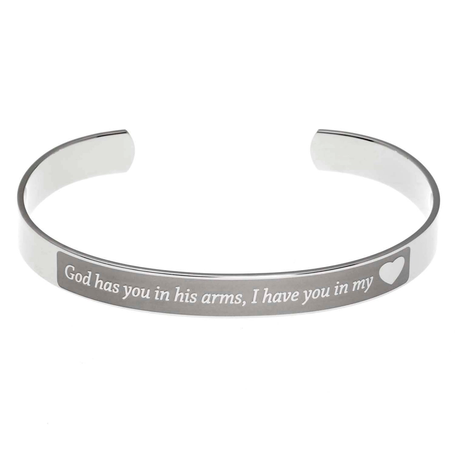 God Has You In His Arms Inspirational Stainless Steel Cuff Bracelet