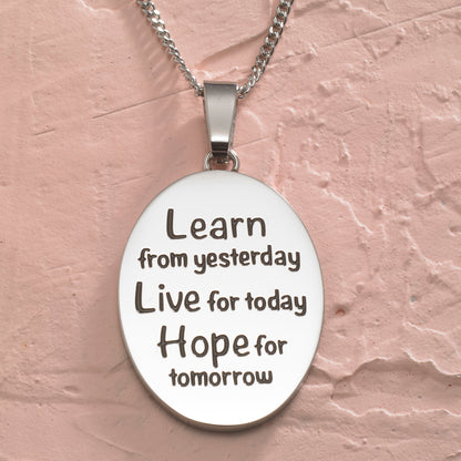 Learn Live Hope Inspirational Stainless Steel Pendant Necklace