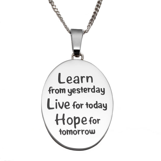 Learn Live Hope Inspirational Stainless Steel Pendant Necklace