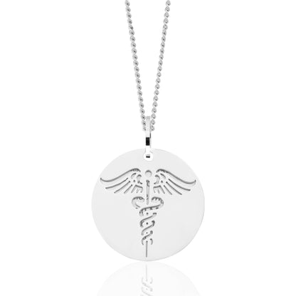 Nurse's Prayer Caduceus Medallion Pendant Necklace