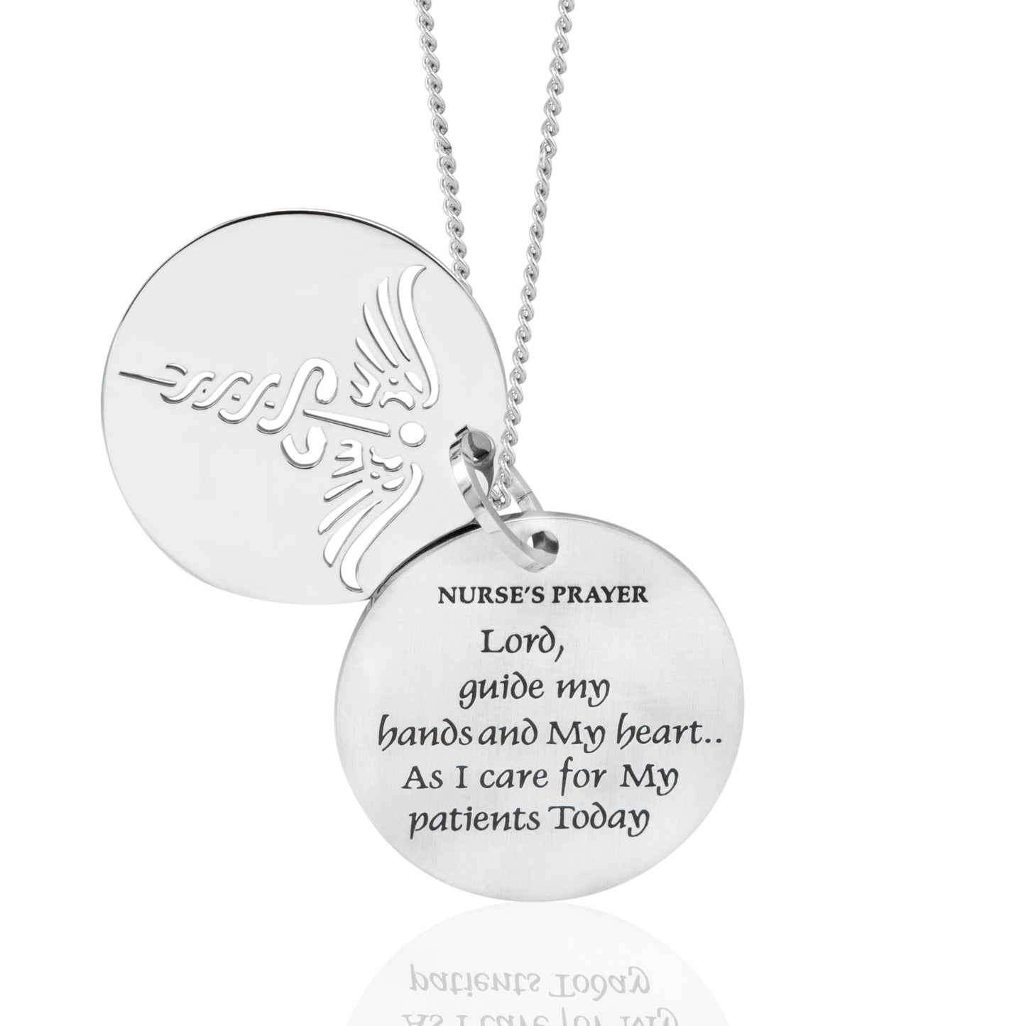 Nurse's Prayer Caduceus Medallion Pendant Necklace