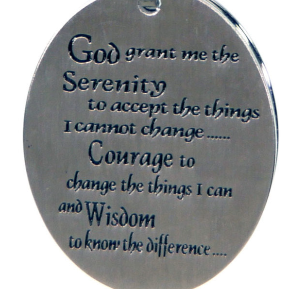 Etched Serenity Prayer Cross Pendant Necklace Stainless Steel