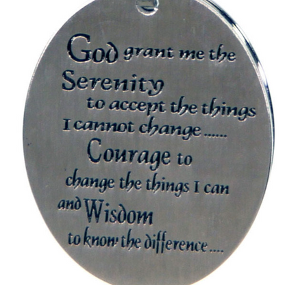 Etched Serenity Prayer Cross Pendant Necklace Stainless Steel