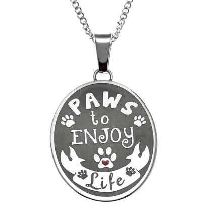 Paws To Enjoy Life Stainless Steel Pendant Necklace for Pet Lovers