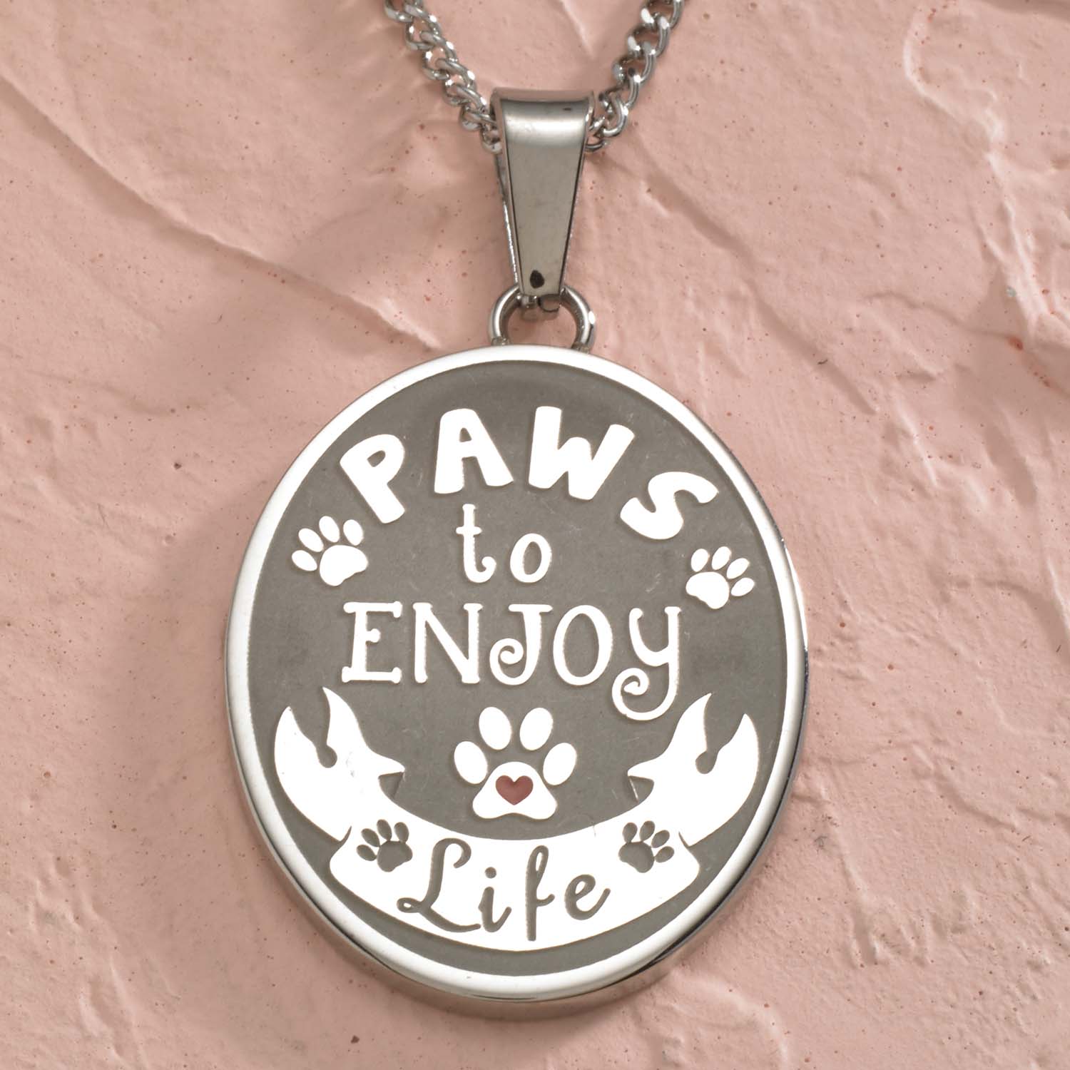 Paws To Enjoy Life Stainless Steel Pendant Necklace for Pet Lovers