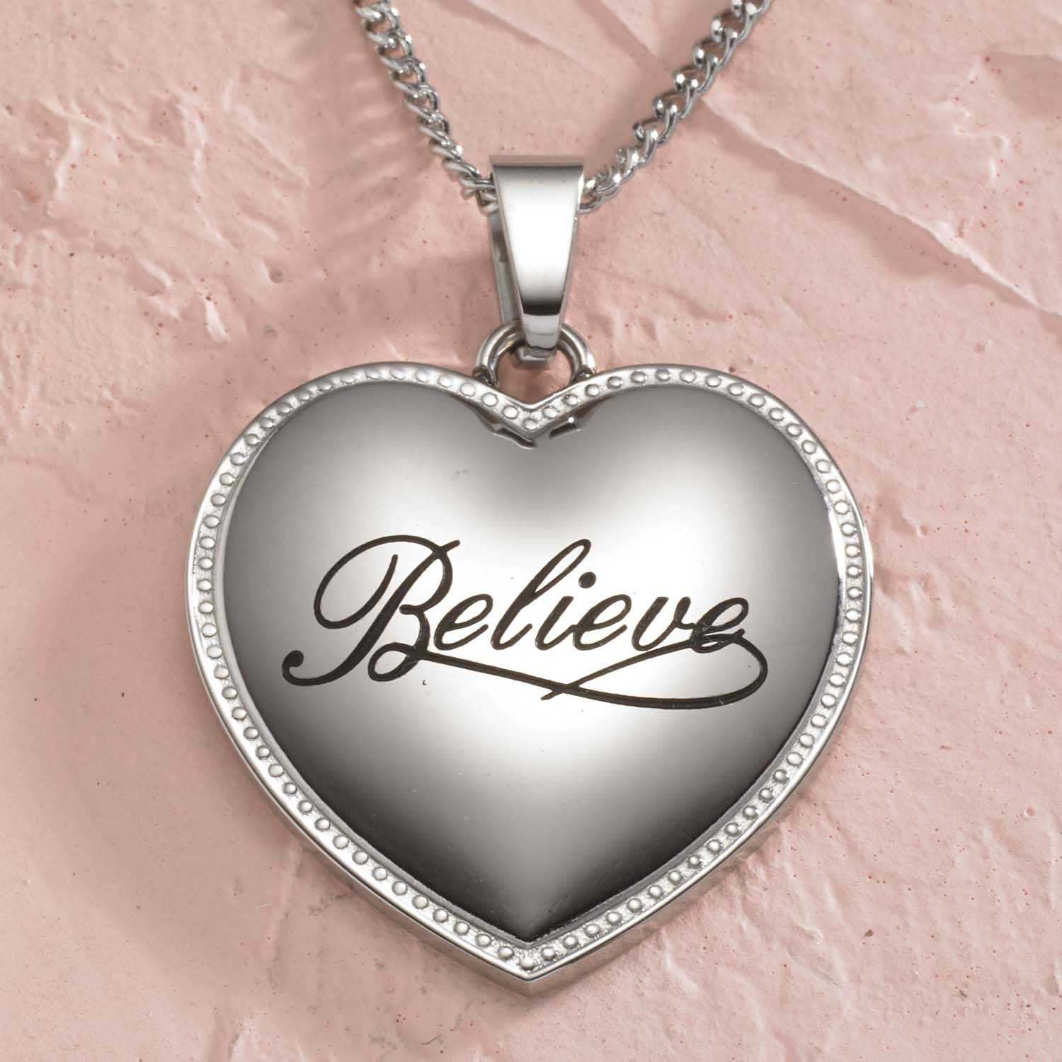 Believe Heart Pendant Necklace Pendants 22 Joyful Sentiments