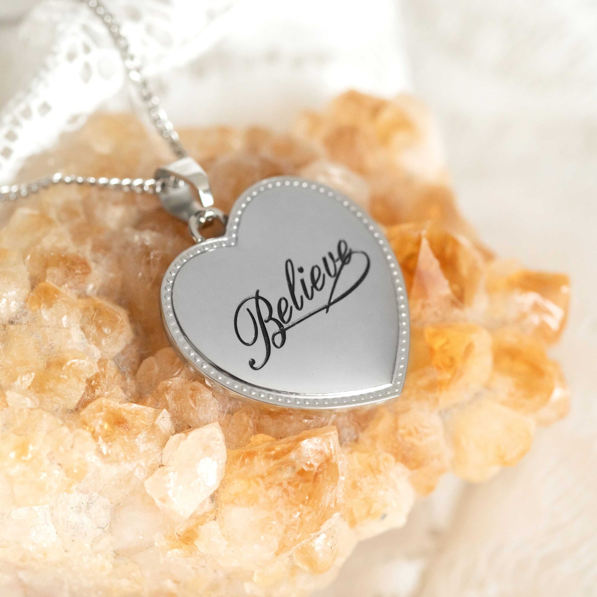 Believe Heart Pendant Necklace Pendants 22 Joyful Sentiments