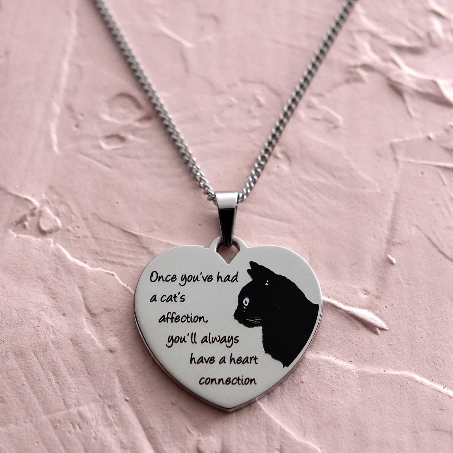 Cat Connection Heart Pendant Necklace Pendants 25 Joyful Sentiments