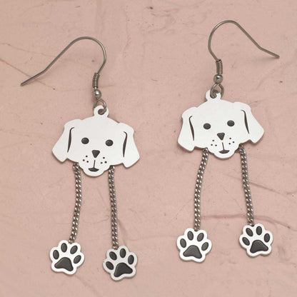 Dog Face Dangling Paws Fish Hook Earrings Earrings 16 Joyful Sentiments