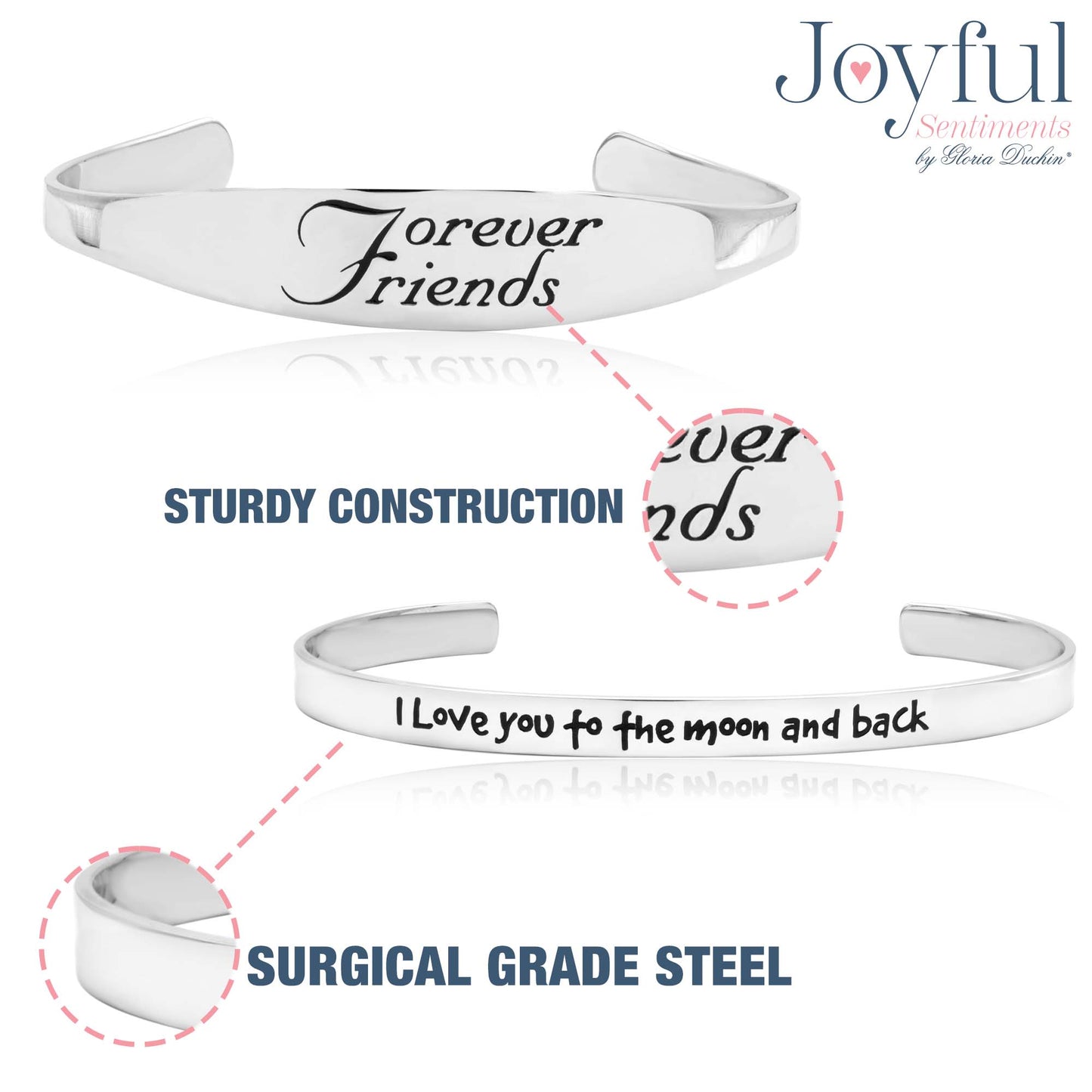 Our Love Is Forever Stainless Steel Engraved Cuff Bracelet