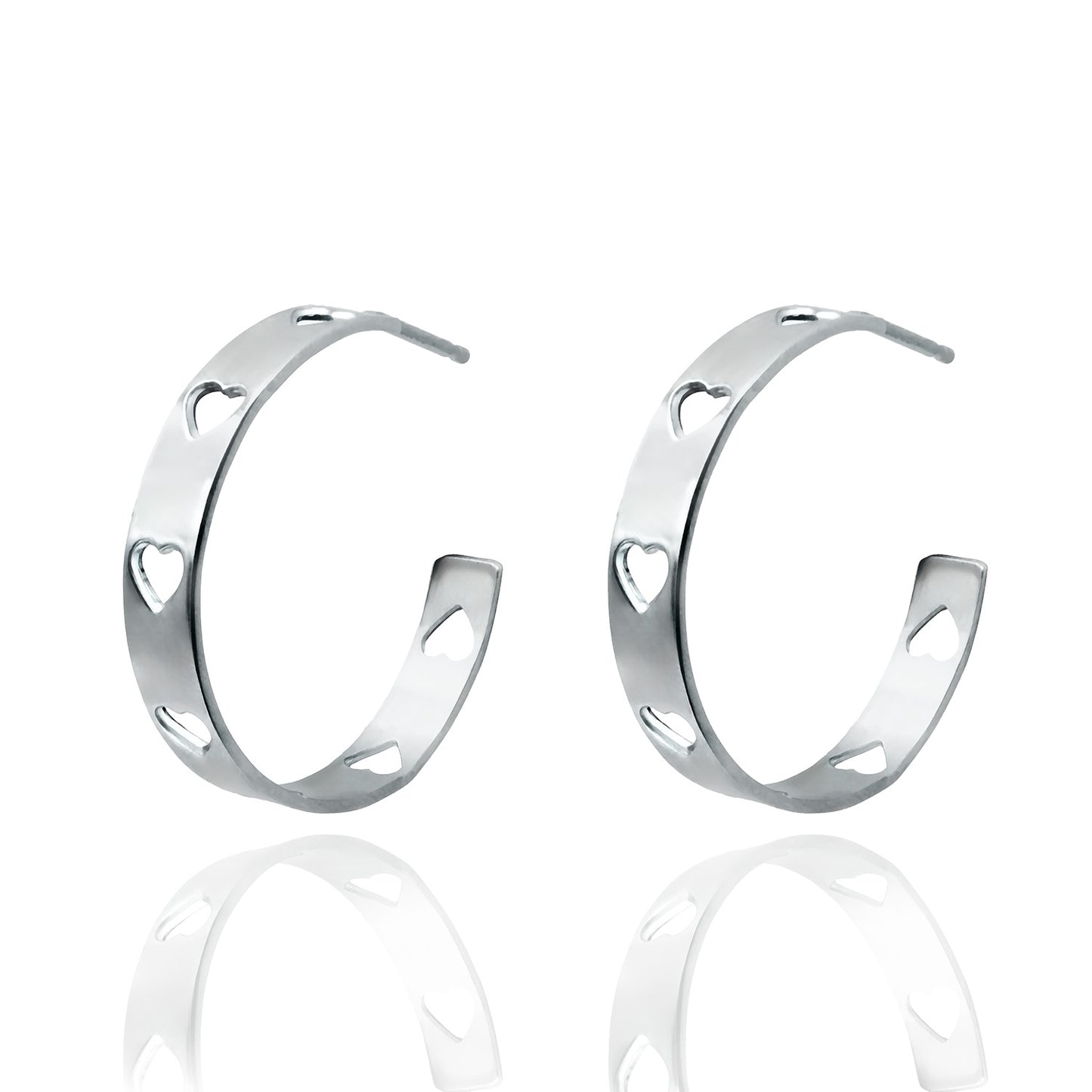 Stainless Steel Heart Cutout Hoop Earrings - Romantic Jewelry for Women