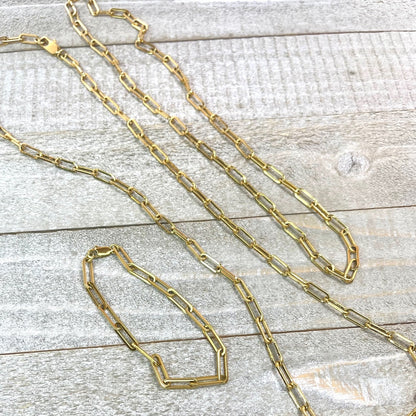 Paper Clip Necklace - Large Chain Links - Gold Plated 18"