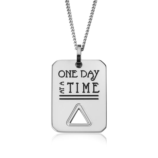 One Day at a Time Recovery Pendant Necklace Joyful Sentiments
