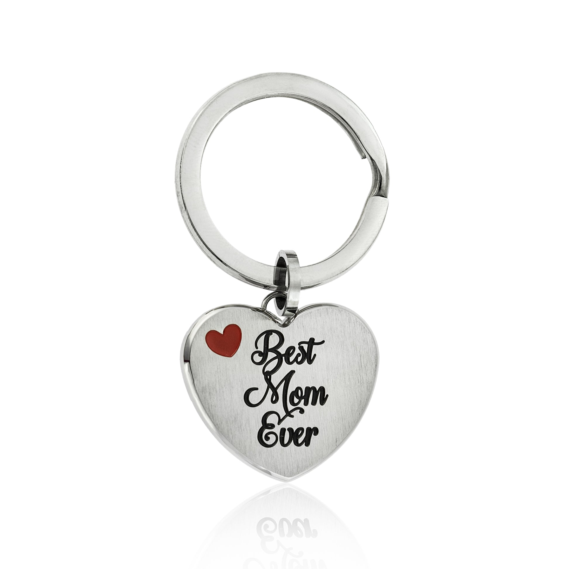 Best Mom Ever Heart Shaped Stainless Steel Keyring - Sentimental Mother's Day or Birthday Gift