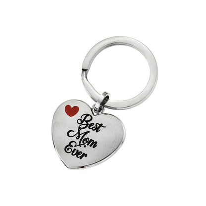 Best Mom Ever Heart Shaped Stainless Steel Keyring - Sentimental Mother's Day or Birthday Gift