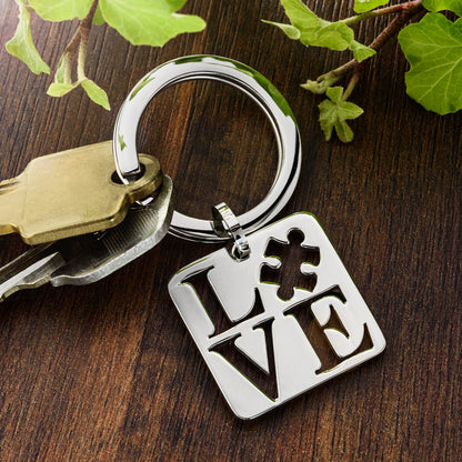 Autism Awareness Puzzle Piece Love Keyring - Unique Support Gift