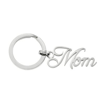 Stainless Steel "Mom" Script Letter Keyring - Sentimental Mother's Day or Birthday Gift