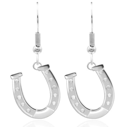 Stainless Steel Lucky Horseshoe Drop Earrings Sandblasted Design - Perfect Gift for Horse Lovers (Copy)