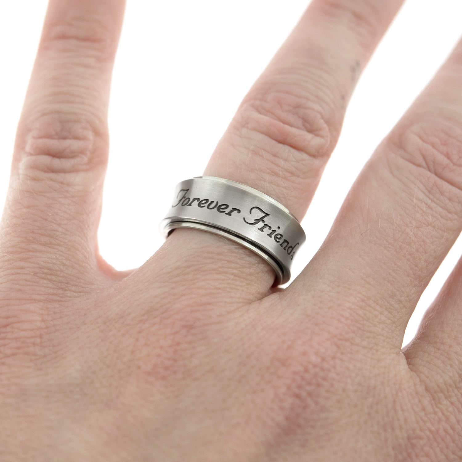 Forever Friends Engraved Stainless Steel Spinner Ring - Best Friend Gift