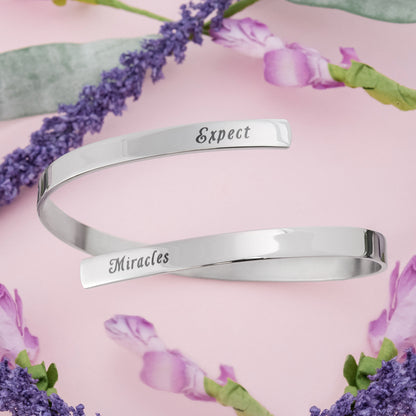 Expect Miracles Inspirational Steel Bangle Bracelet