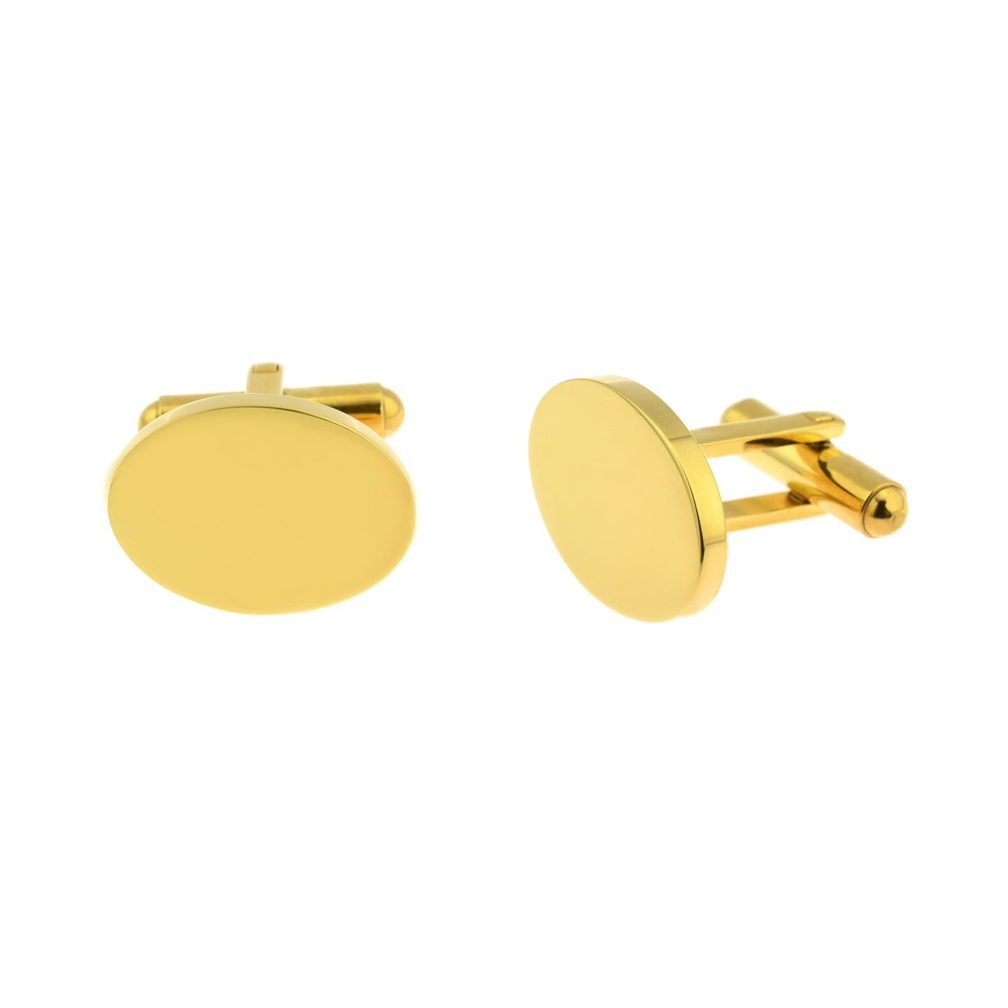 Engravable Oval Gold Plated Stainless Steel Cuff Links - Perfect for Groomsmen Gifts, Weddings, or Any Occasion