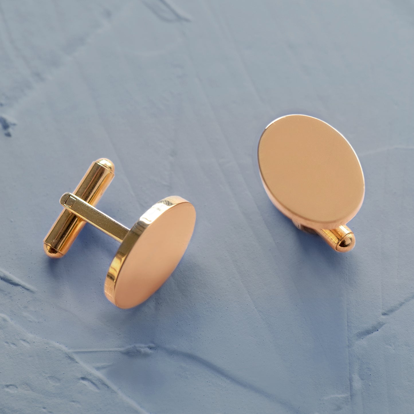 Engravable Oval Gold Plated Stainless Steel Cuff Links - Perfect for Groomsmen Gifts, Weddings, or Any Occasion