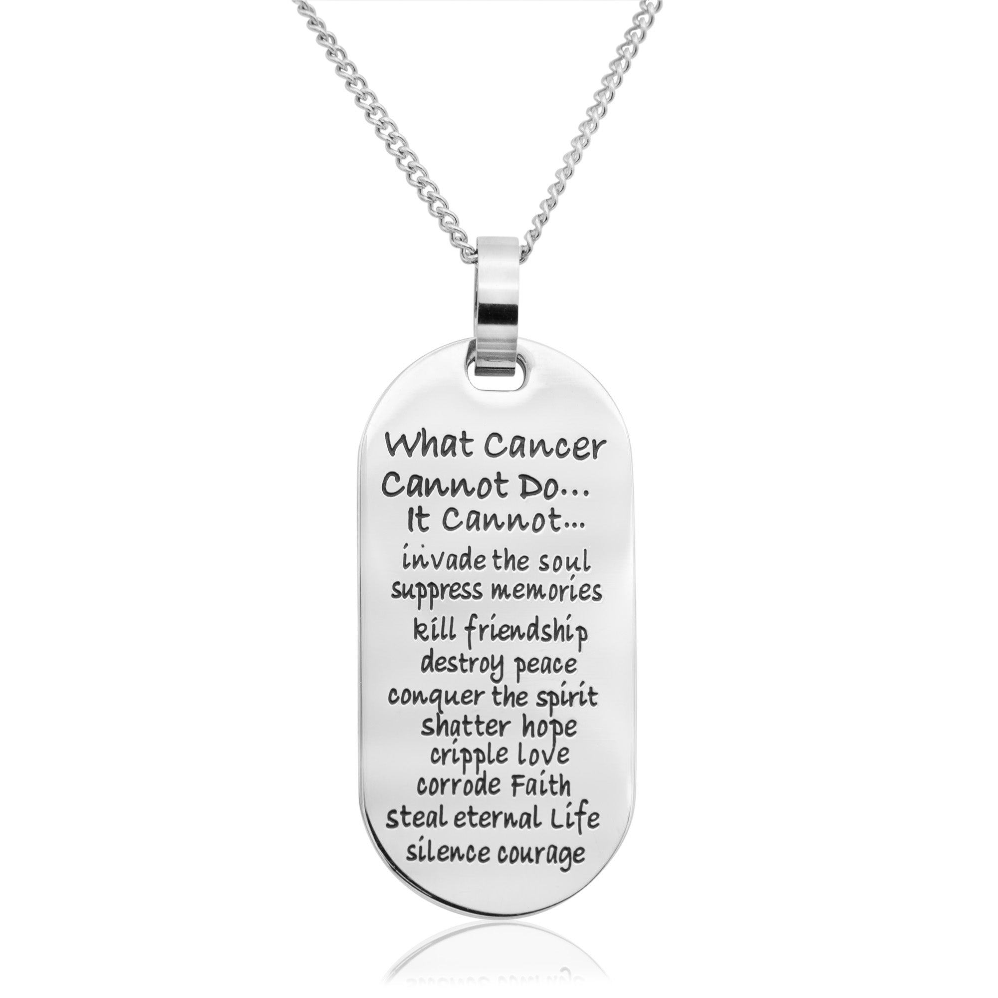 What Cancer Cannot Do Dog Tag Pendant Necklace Joyful Sentiments