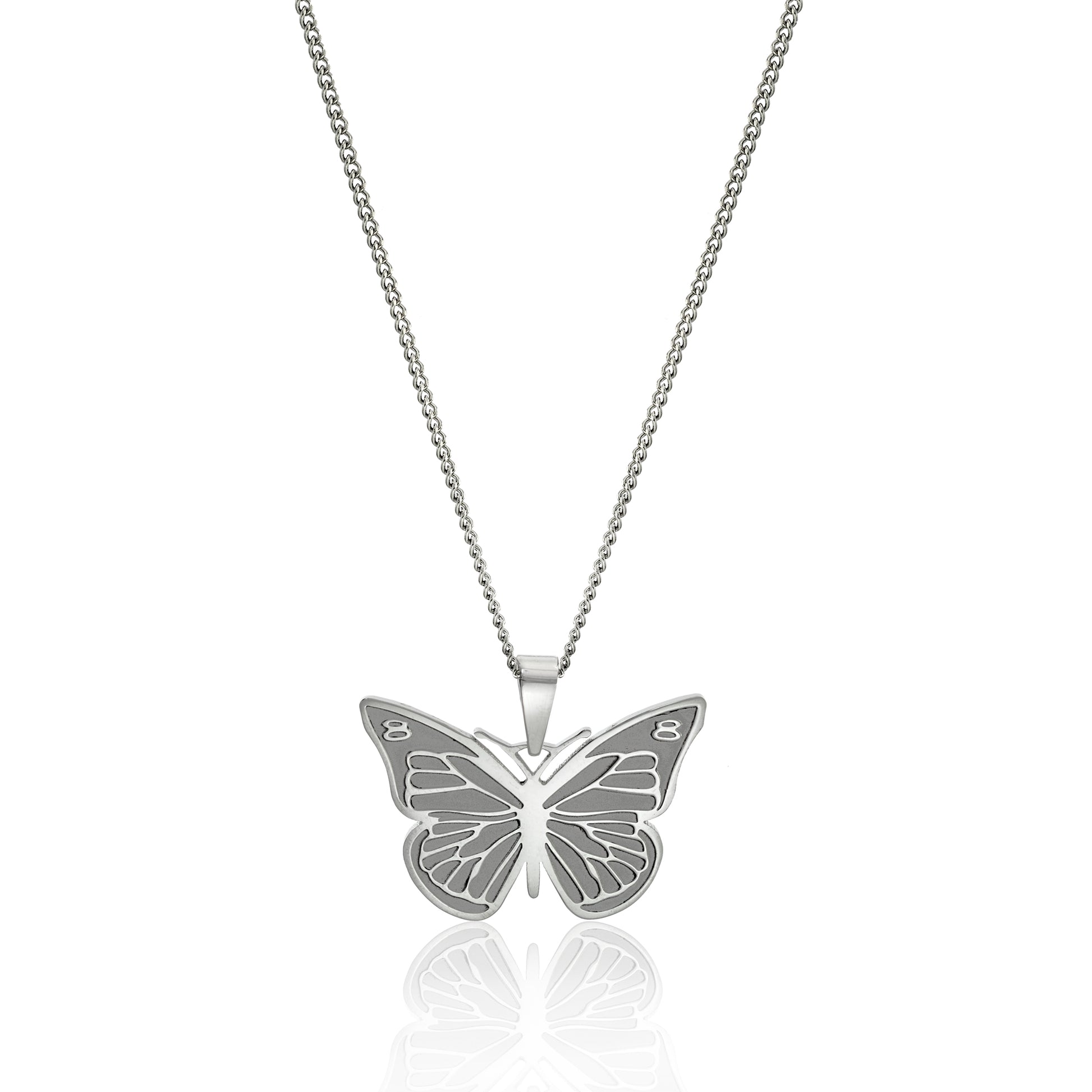 Fly Away Etched Wings Butterfly Pendant Necklace