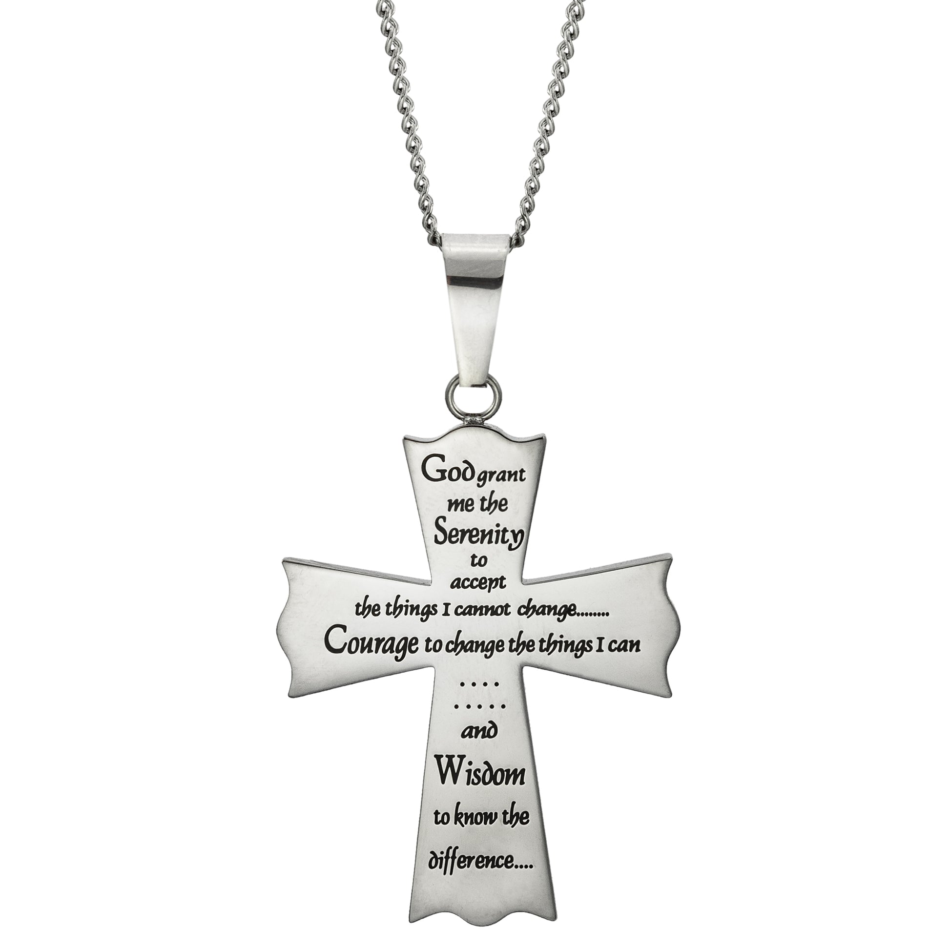 religious cross necklace-serenity prayer cross