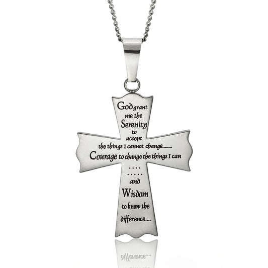 religious cross necklace-serenity prayer cross
