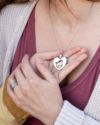 Mother and Baby Cut Out Pendant Necklace