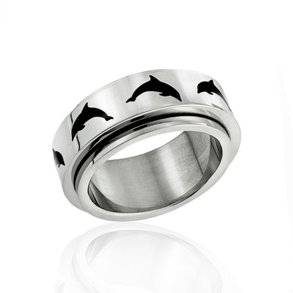 dolphin peace ring-spinner ring