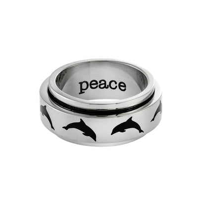 dolphin peace ring-spinner ring