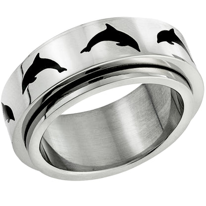 dolphin peace ring-spinner ring