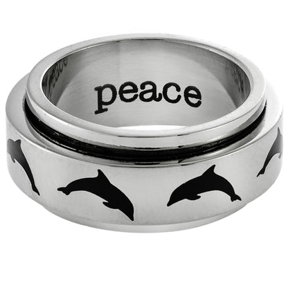 dolphin peace ring-spinner ring