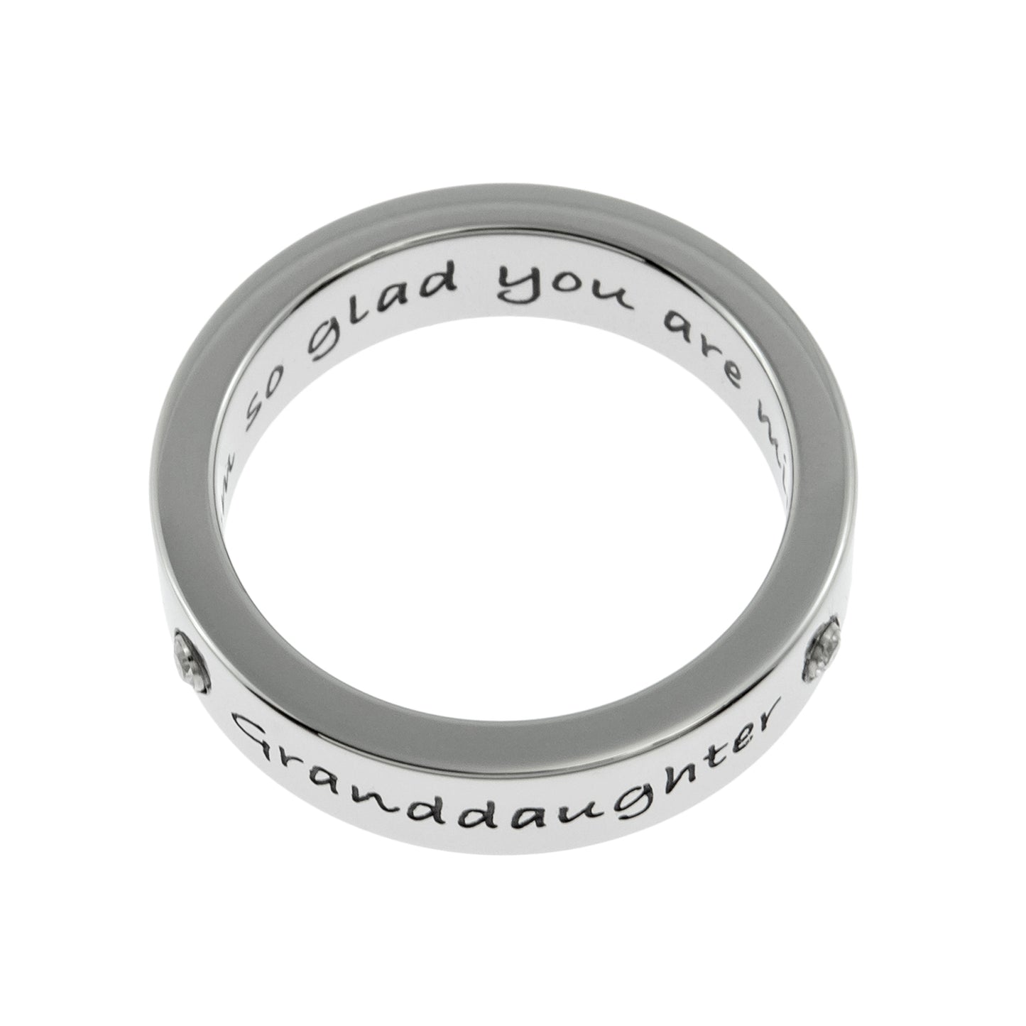 Engraved Crystal Granddaughter Ring - Sentimental Keepsake Jewelry Gift