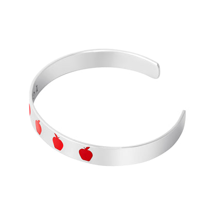 I Care I Teach Apple Cuff Bracelet - Stainless Steel Teacher Appreciation Gift