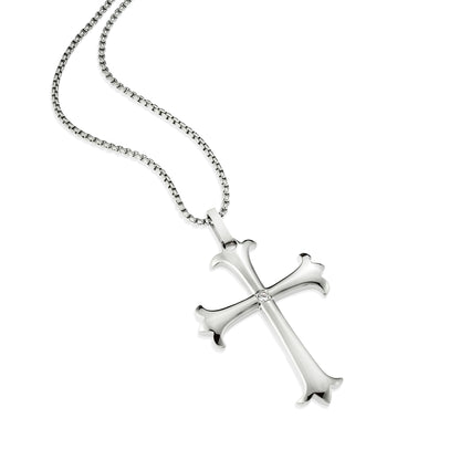 Large Statement Cross Pendant Necklace with Sparkling CZ Stone for Men and Women