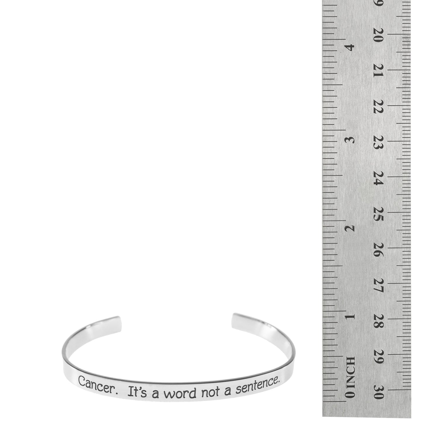 Inspirational "Cancer. It's a Word Not a Sentence" Stainless Steel Cuff Bracelet