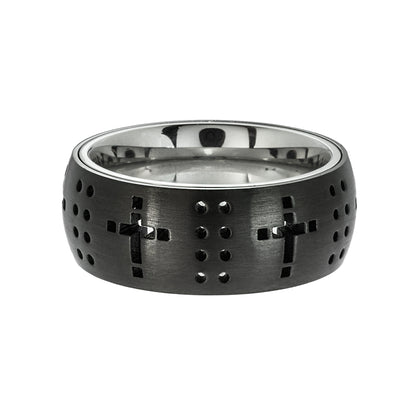 black-stainless-steel-cross-cutout-ring